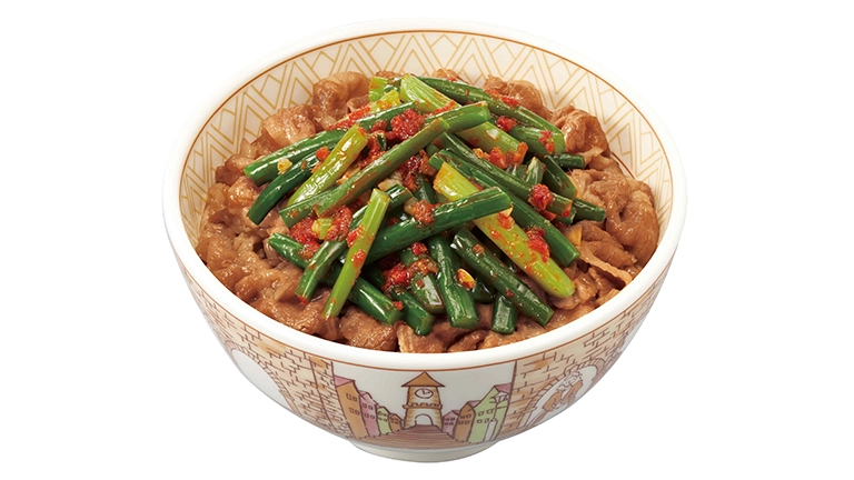ニンニクの芽牛丼