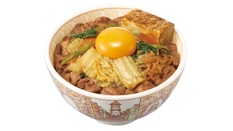 月見すきやき牛丼