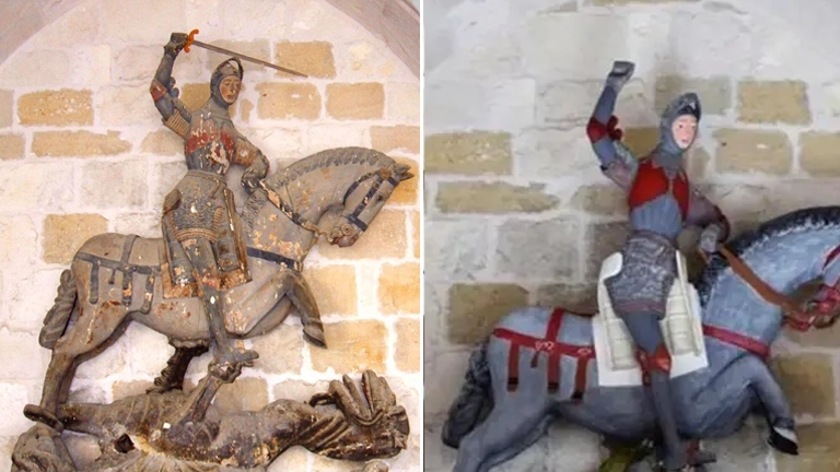 聖ホルヘ像と女性像